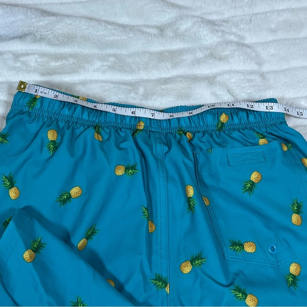 Old Navy Men S Blue Gold Pineapple Print Tropical Swim Trunks Lined Beach Cruise